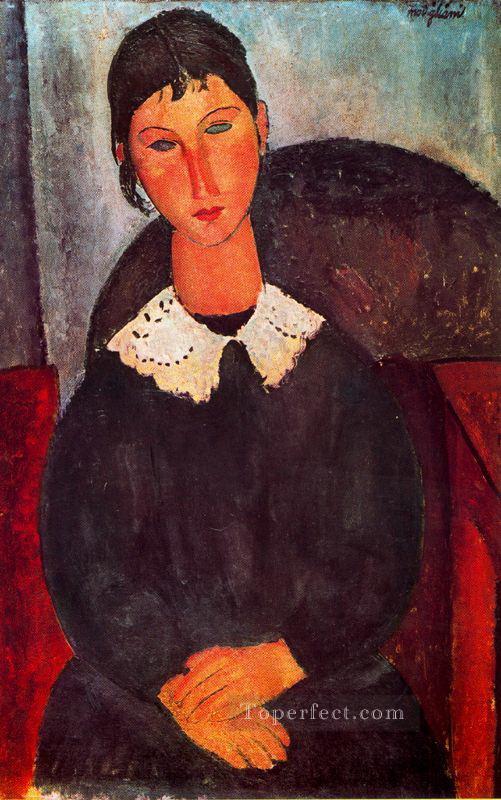 elvira with a white collar 1918 Amedeo Modigliani Oil Paintings